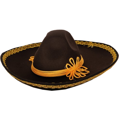 Sombrero Mexique noir et or pour déguisement de sud-américain