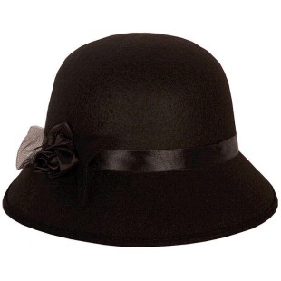 Chapeau dame feutrine noire pour déguisement charleston années 20