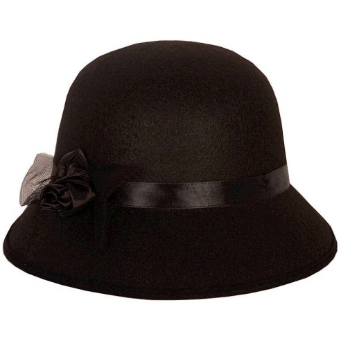 Chapeau dame feutrine noire pour déguisement charleston années 20