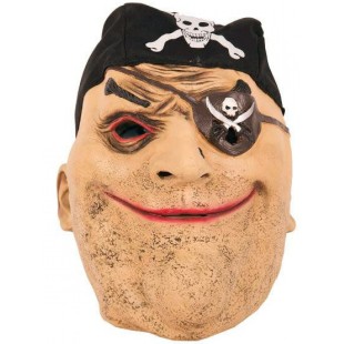 Masque pirate latex avec cache oeil pour déguisement de corsaire
