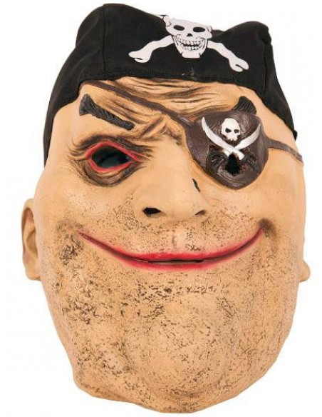 Masque pirate latex avec cache oeil pour déguisement de corsaire