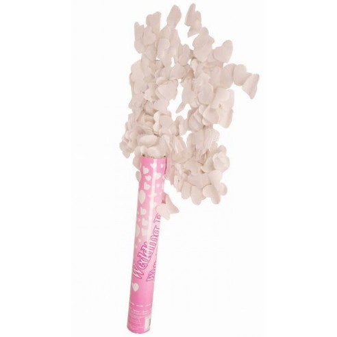 Canon à confettis coeurs blancs pour mariage et Saint Valentin