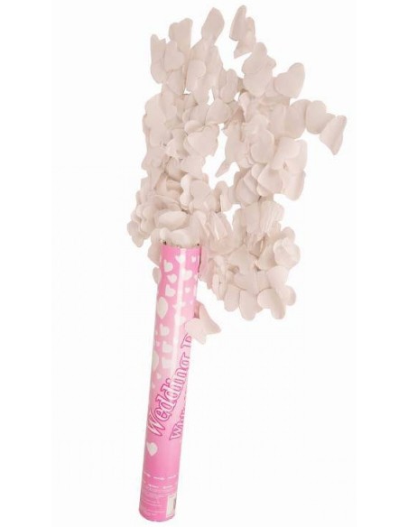 Canon à confettis coeurs blancs pour mariage et Saint Valentin