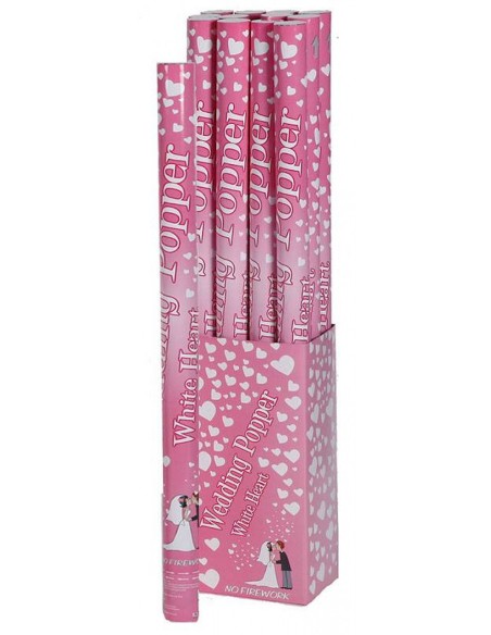 Canon à confettis coeurs blancs pour mariage et Saint Valentin