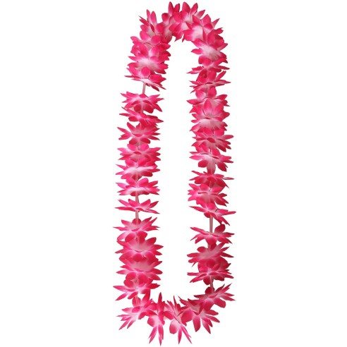 Collier Hawaï de fleurs roses pour soirée sur le thème des îles