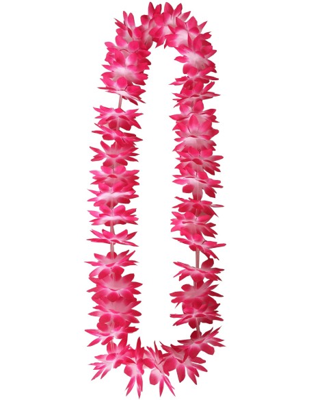 Collier Hawaï de fleurs roses pour soirée sur le thème des îles