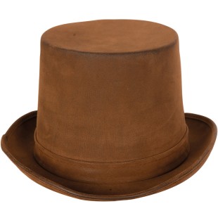 Chapeau haut-de-forme marron luxe pour déguisement homme
