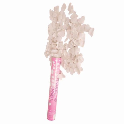 Canon à confettis coeurs blancs pour Saint Valentin et mariage