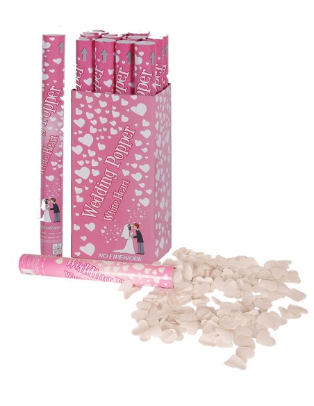 Canon à confettis coeurs blancs pour Saint Valentin et mariage