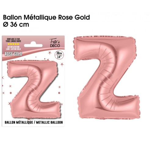 Ballon lettre Z rose gold 36cm pour écrire un texte original