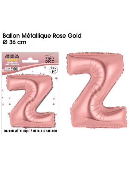 Ballon lettre Z rose gold 36cm pour écrire un texte original