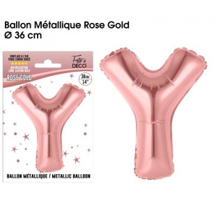Ballon lettre Y rose gold 36cm pour écrire un texte original