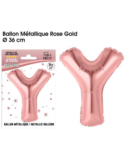 Ballon lettre Y rose gold 36cm pour écrire un texte original
