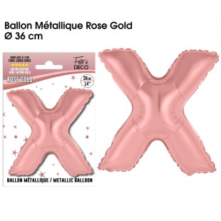 Ballon lettre X rose gold 36cm pour écrire un texte original