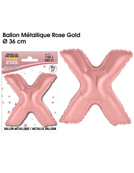 Ballon lettre X rose gold 36cm pour écrire un texte original