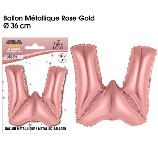 Ballon lettre W rose gold 36cm pour écrire un texte original