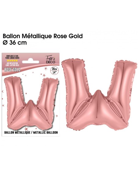 Ballon lettre W rose gold 36cm pour écrire un texte original