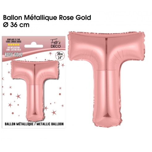 Ballon lettre T rose gold 36cm pour écrire un texte original
