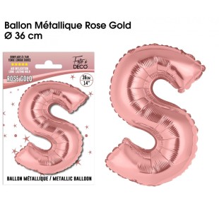 Ballon lettre S rose gold 36cm pour écrire un texte original