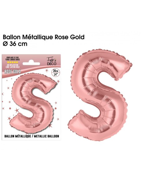 Ballon lettre S rose gold 36cm pour écrire un texte original