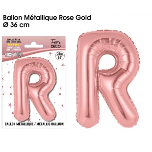 Ballon lettre R rose gold 36cm pour écrire un texte original