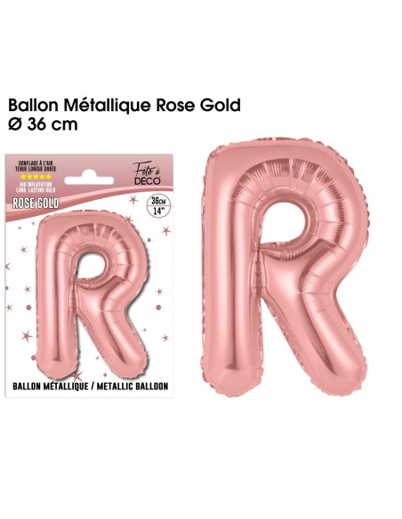 Ballon lettre R rose gold 36cm pour écrire un texte original