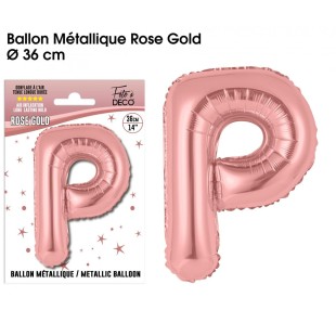 Ballon lettre P rose gold 36cm pour écrire un texte original