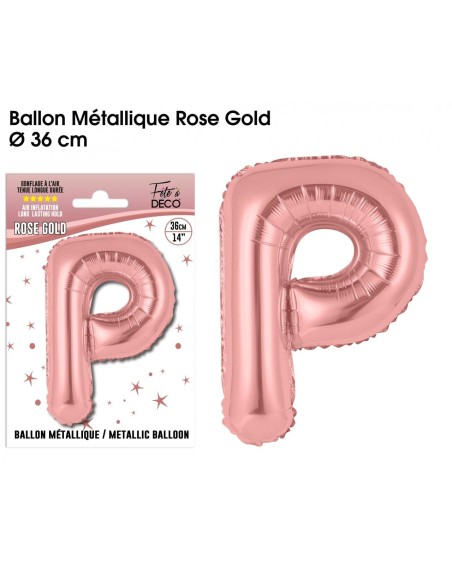 Ballon lettre P rose gold 36cm pour écrire un texte original