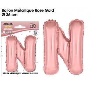 Ballon lettre N rose gold 36cm pour écrire un texte original