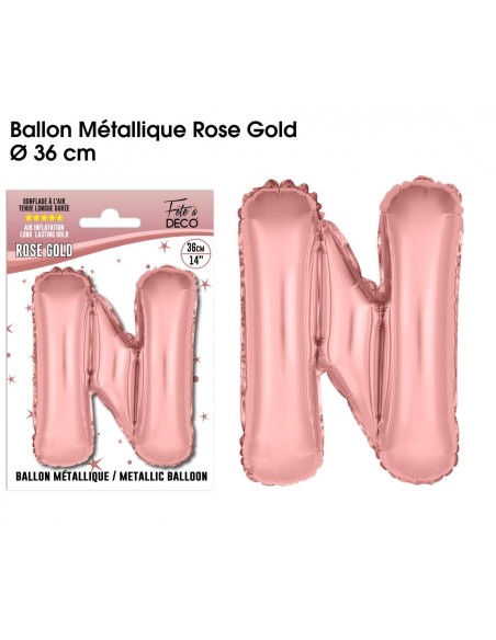 Ballon lettre N rose gold 36cm pour écrire un texte original