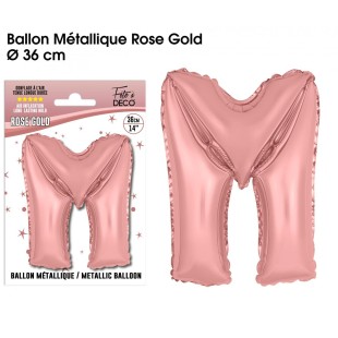 Ballon lettre M rose gold 36cm pour écrire un texte original