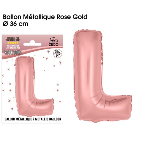 Ballon lettre L rose gold 36cm pour écrire un texte original