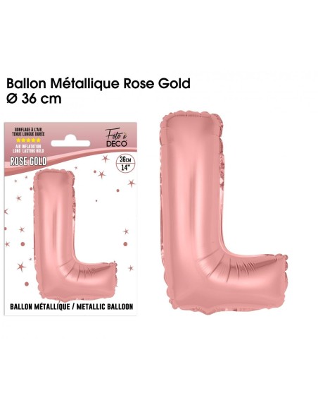 Ballon lettre L rose gold 36cm pour écrire un texte original