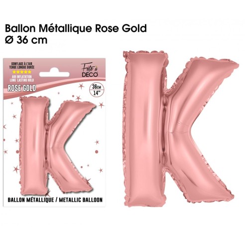 Ballon lettre K rose gold 36cm pour écrire un texte original