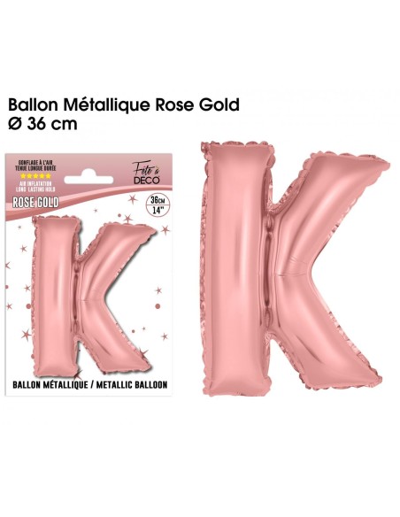 Ballon lettre K rose gold 36cm pour écrire un texte original