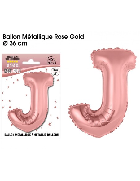 Ballon lettre J rose gold 36cm pour écrire un texte original