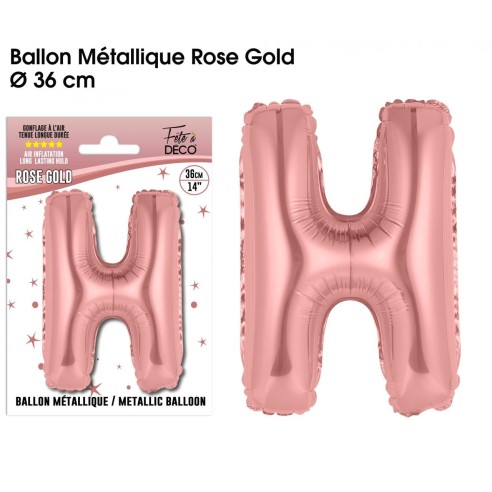 Ballon lettre H rose gold 36cm pour écrire un texte original