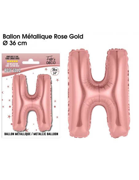 Ballon lettre H rose gold 36cm pour écrire un texte original