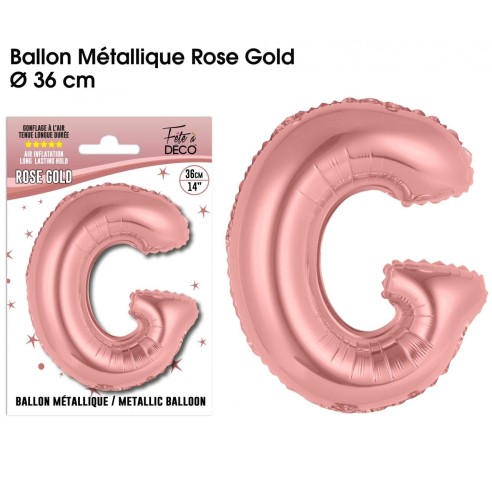 Ballon lettre G rose gold 36cm pour écrire un texte original