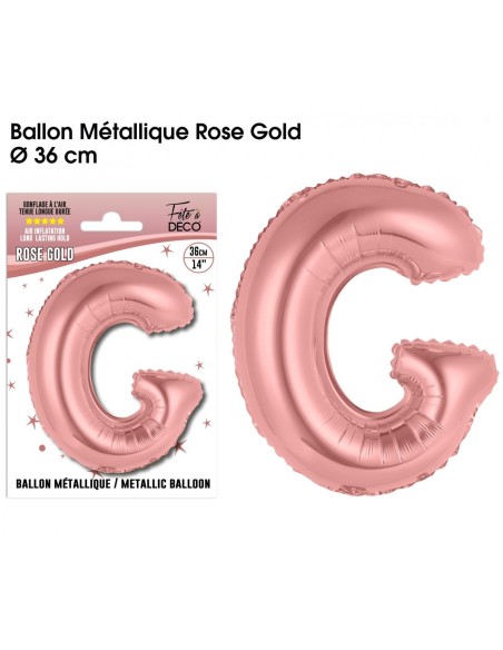 Ballon lettre G rose gold 36cm pour écrire un texte original