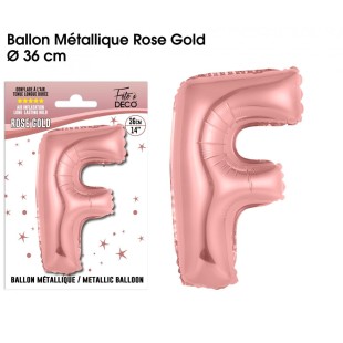 Ballon lettre F rose gold 36cm pour écrire un texte original