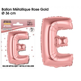 Ballon lettre E rose gold 36cm pour écrire un texte original