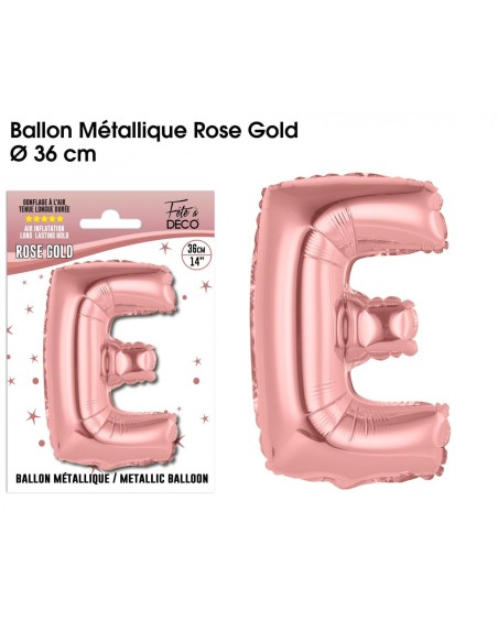 Ballon lettre E rose gold 36cm pour écrire un texte original