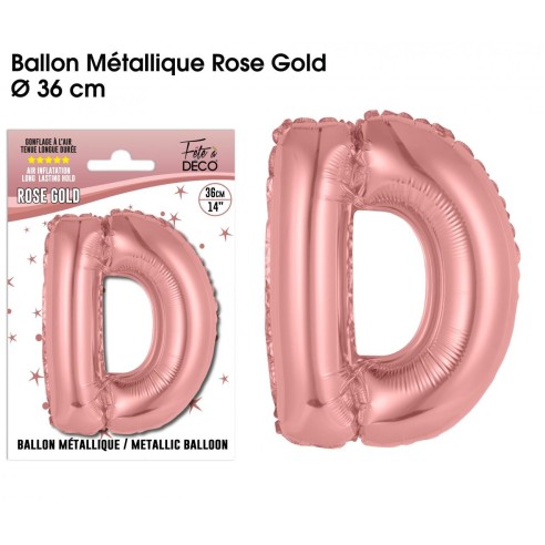 Ballon lettre D rose gold 36cm pour écrire un texte original
