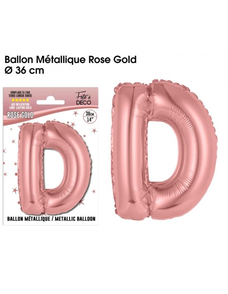 Ballon lettre D rose gold 36cm pour écrire un texte original