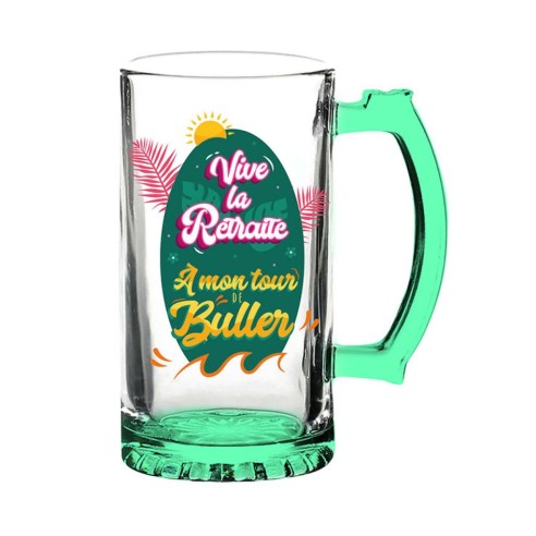 Chope de bière vive la retraite pour un départ bien mérité