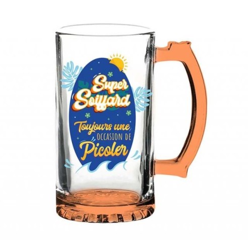 Chope de bière Super Soiffard pour gros buveurs