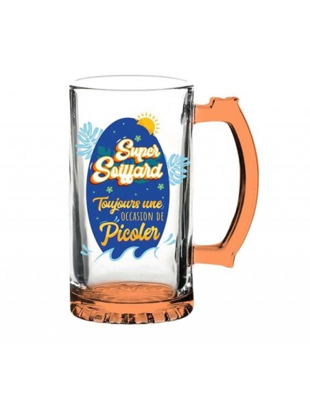 Chope de bière Super Soiffard pour gros buveurs