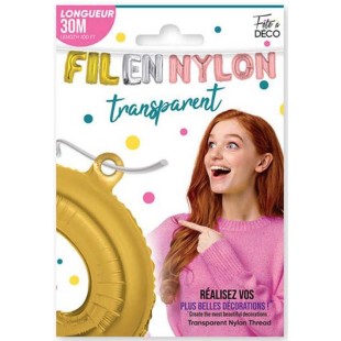 Fil nylon transparent 30m pour fixer et attacher ballons de fête