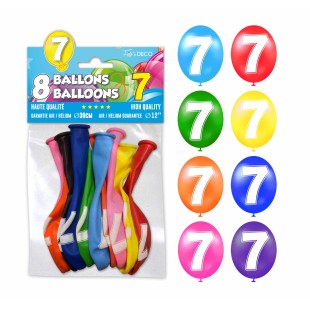 8 ballons chiffre 7 pour décoration anniversaire enfant